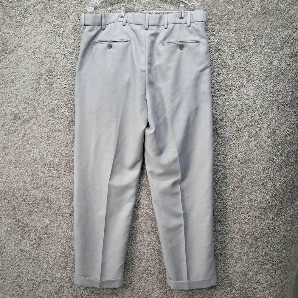 Croft & Barrow Mens Pleated Dress Pants 38x32 Gray Cuffed Straight‎ Leg Trousers